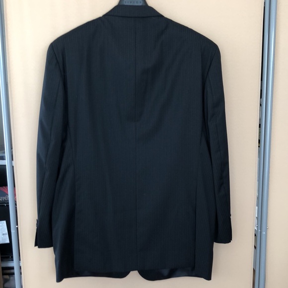 CHAPS  2 Piece Suit Pinstripe 100% Wool Dark Blue - Picture 2 of 14